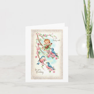 Carte Vintage Singing Birds Birthday