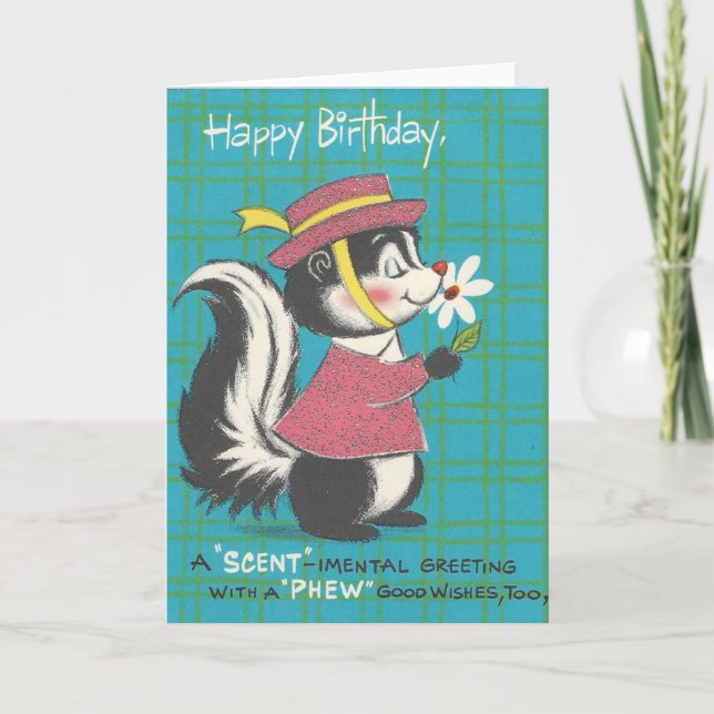 Carte Vintage Skunk Joyeux anniversaire (Devant)