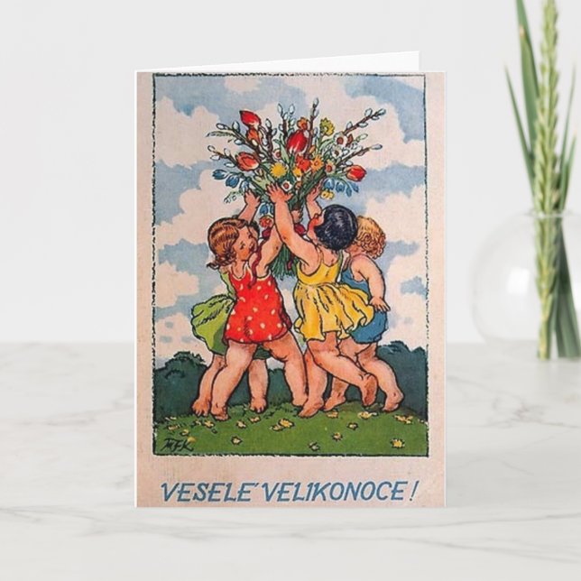Carte vintage slovaque/de Tchèque Pâques (Devant)