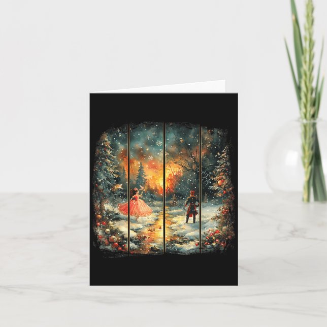 Carte Vintage Snow Globe Nutcracker Christmas Coquette  (Devant)