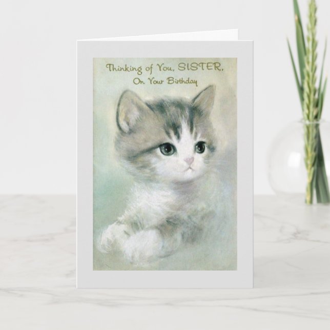 Carte Vintage - Soeur à son anniversaire, (Devant)
