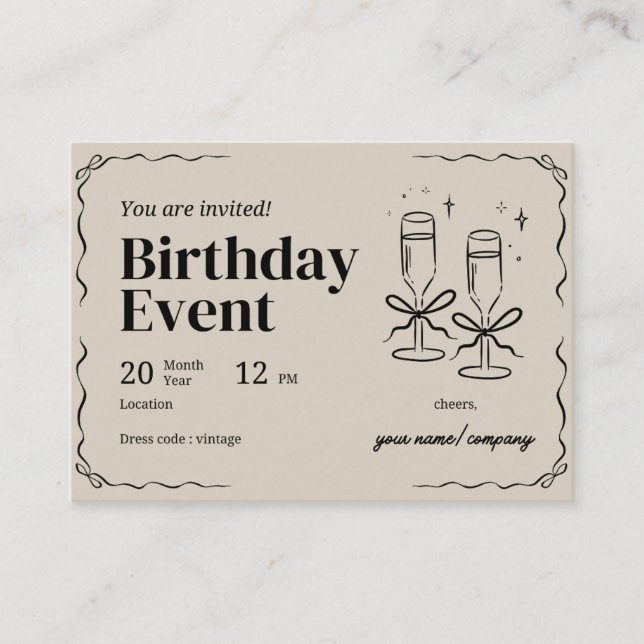 Carte vintage Soiree Birthday Invitation (Devant)