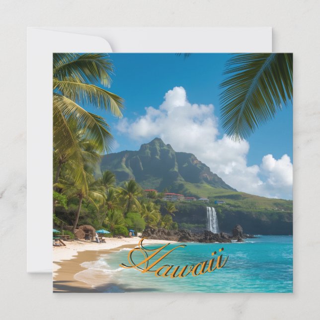 Carte Vintage Style Hawaiian Travel Blue Sea Card (Devant)