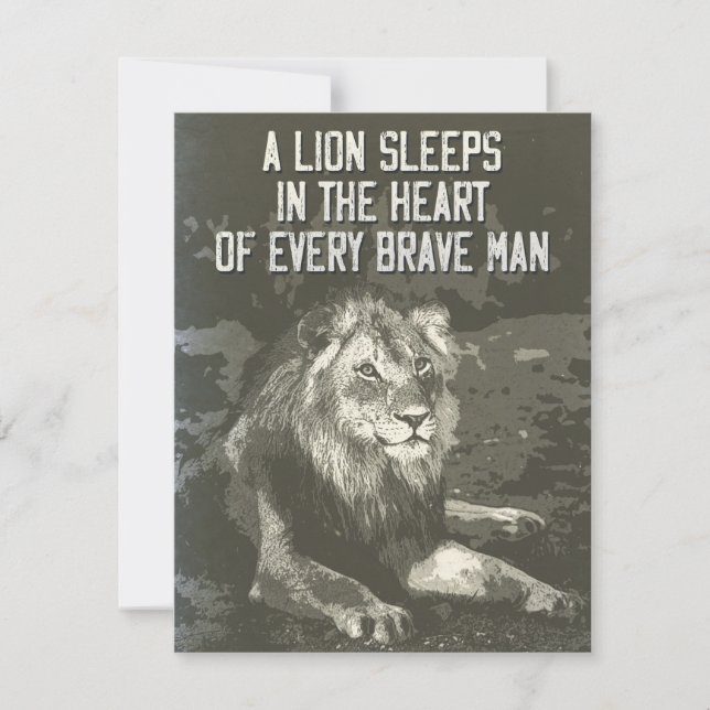 Carte Vintage Style LION inspiré proverbe (Devant)
