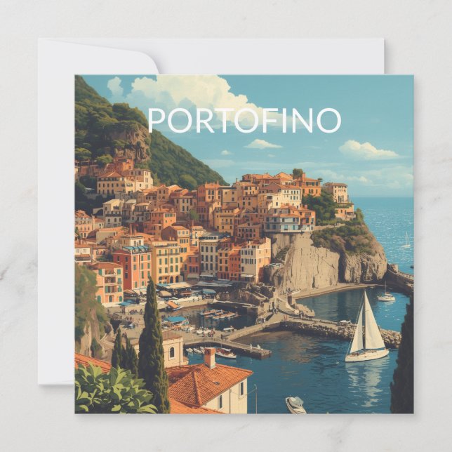 Carte Vintage Style Portofino Genova Italy (Devant)