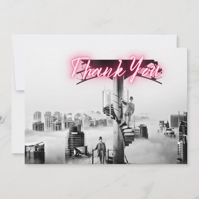 Carte Vintage Surreal City Scène Merci (Devant)