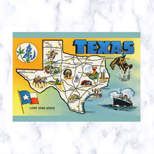 Carte vintage Texas Map et carte postale (Créateur téléchargé)