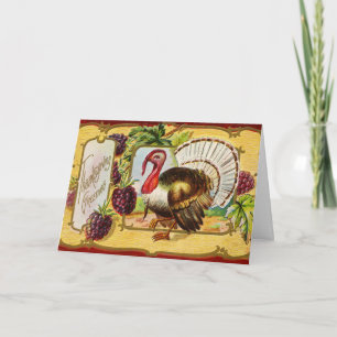 Carte Vintage Thanksgiving Turquie et Blackberry