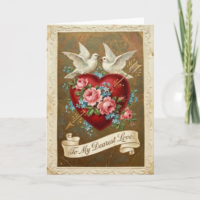 Carte Vintage Valentine Dearest Love Card (Devant)