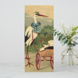 Carte Vintage Victorian Stork and Baby Carrie