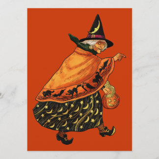 Carte Vintage vieille sorcière d'Halloween