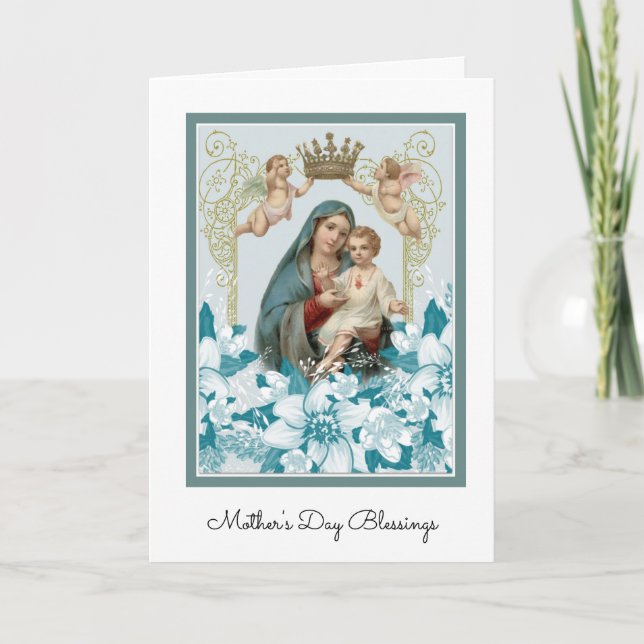 Carte Vintage Vierge Marie Jésus Religieux (Devant)