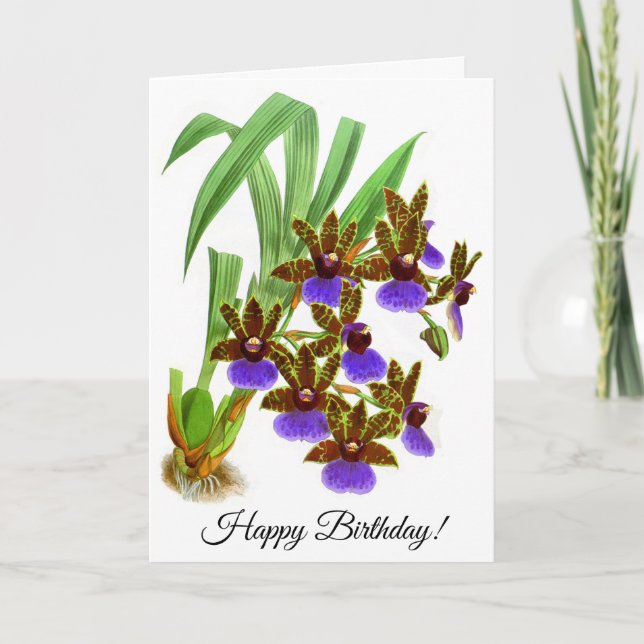 Carte Vintage violet bordeaux orchidée Fleur personnalis (Devant)