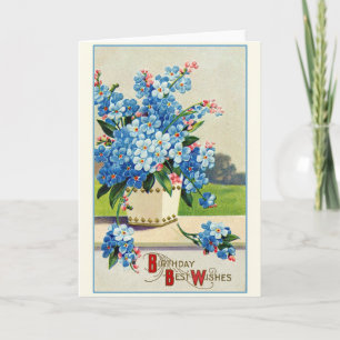 Carte Vintage voeux d'anniversaire Retro Floral