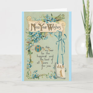 Carte Vintage - voeux de Nouvel An,