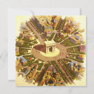 Carte Vintage voyage, Arc de Triomphe Paris France