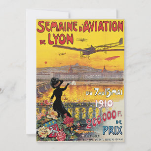 Carte Vintage voyage, Avions de l'aviation, Lyon, France