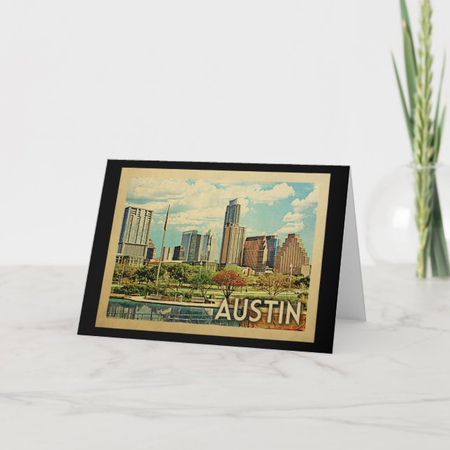 Carte Vintage voyage d'Austin Texas (Devant)
