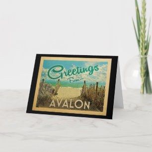 Carte Vintage voyage de plage d'Avalon