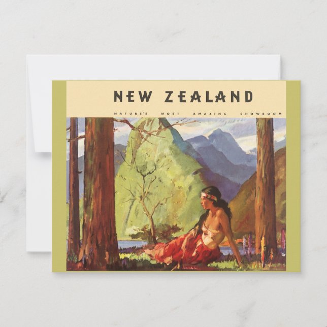 Carte Vintage voyage, Nouvelle-Zélande Paysage Femme aut (Devant)