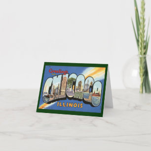 Carte Vintage voyage, salutations de Chicago Illinois