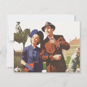 Carte Vintage voyage, Touristes en Vacances