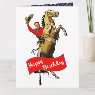 Carte Vintage Western Cowboy Élevage Cheval Anniversaire