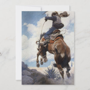 Carte Vintage Western Cowboys, Bucking par NC Wyeth