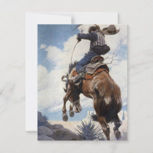 Carte Vintage Western Cowboys, Bucking par NC Wyeth