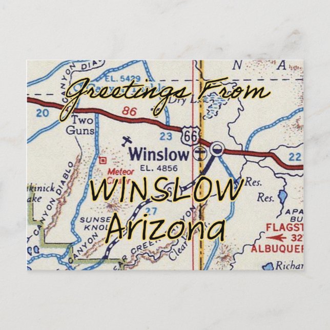 Carte Vintage Winslow AZ (Devant)