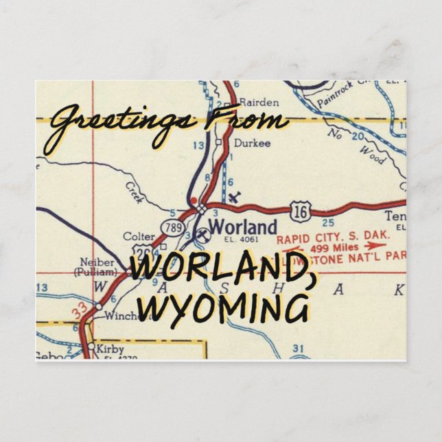 Carte Vintage Worland Wyoming (Devant)