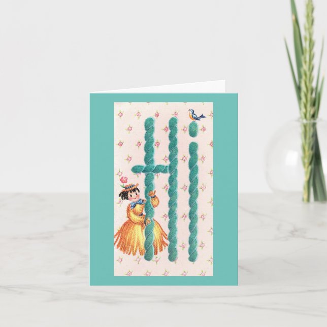 Carte vintage Yarn Doll Hi (Devant)