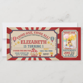Carte VintageCircus Carnival Billet Anniversaire Invitat