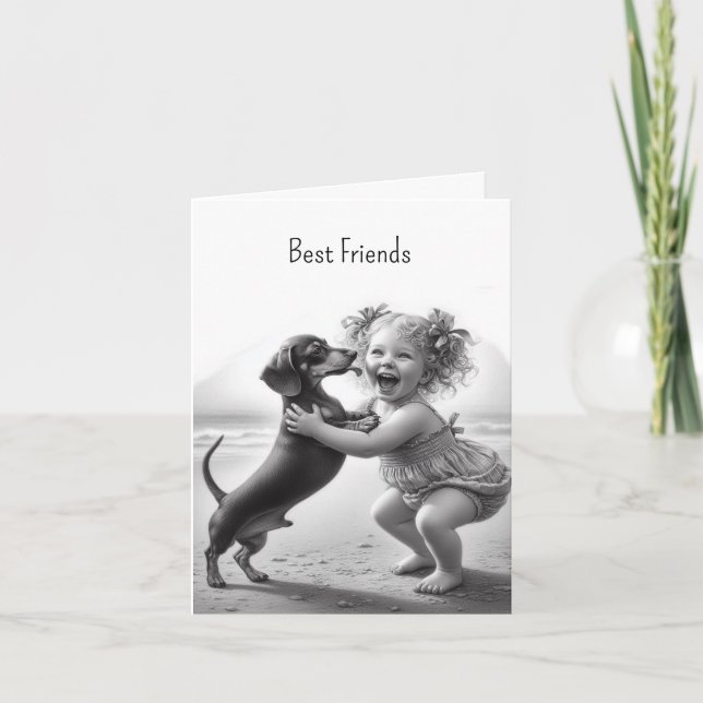 Carte Vintages amis Dachshund (Devant)