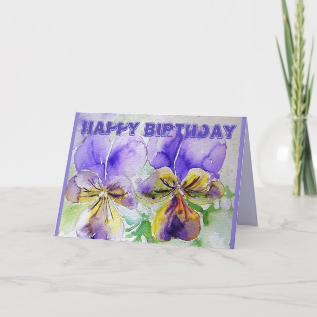 Carte Viole d'aquarelle violet Pansy (Devant)