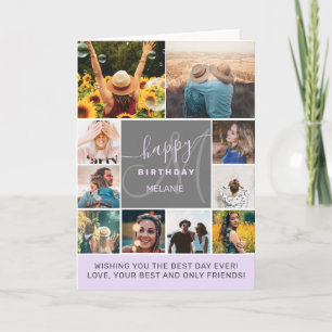 Carte Violet anniversaire 10 photo collage grille monogr