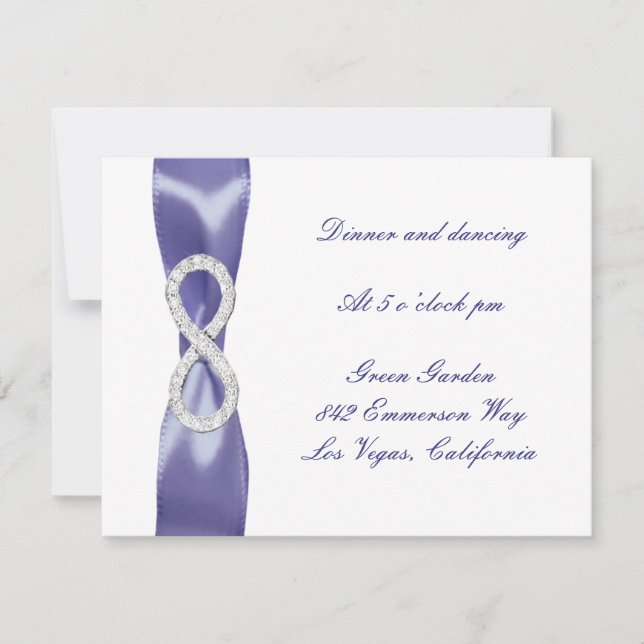 Carte Violet Diamant Bleu Infinity Mariage Réception (Devant)