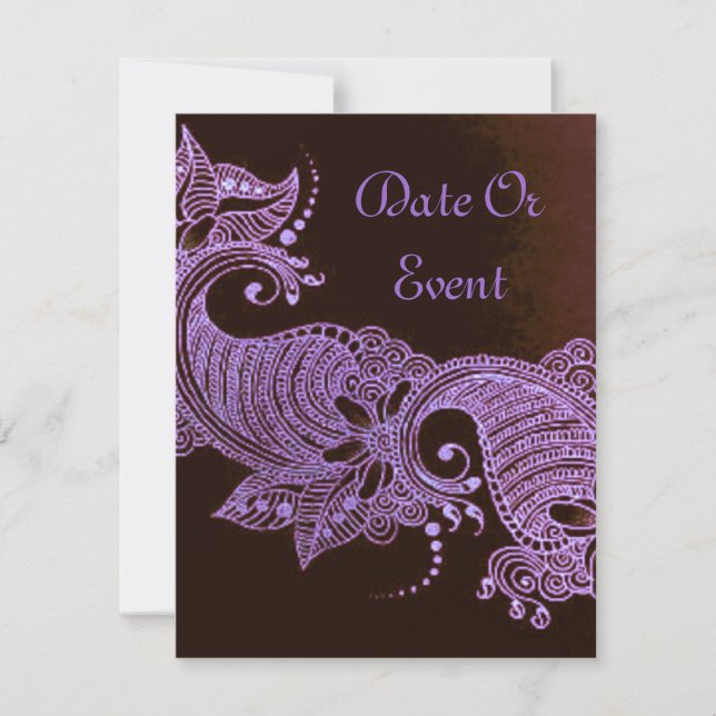Carte violet henna mehndi floral (Devant)