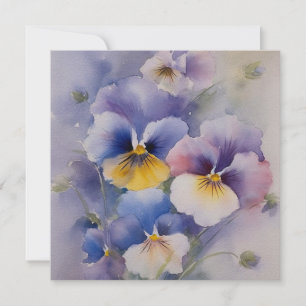 Carte Violet Pensée Style Aquarelle Bonjour Sympathie