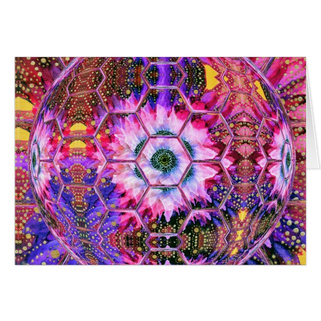 Carte : violet, rose magnifique, globe floral joye (Devant horizontal)