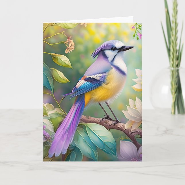 Carte Violet Tufted Jay Imaginaire Bird (Devant)