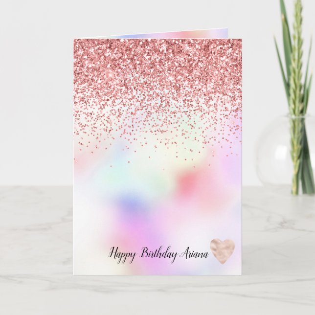Carte Violet Unicorne arc-en-ciel rose Parties scintilla (Devant)