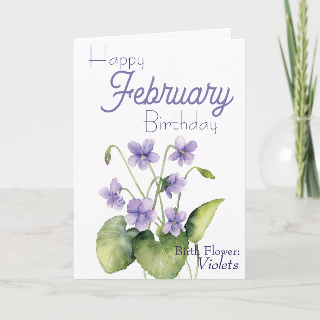Carte Violets Février Fleur de naissance (Devant)
