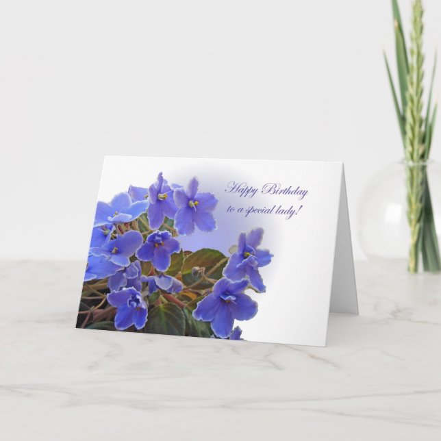 Carte Violettes africaines bleues d'anniversaire (Devant)