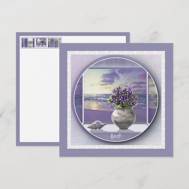 Carte violettes dans un bocal de lune (Devant / Derrière)