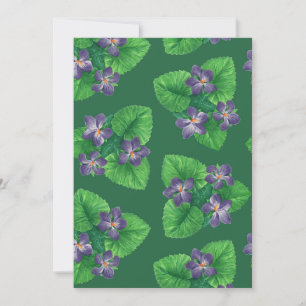 Carte Violettes sur fond vert émeraude