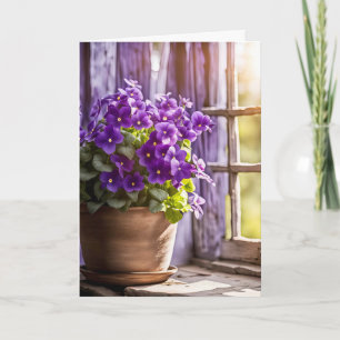 Carte Violettes violettes En Argile Pot Anniversaire
