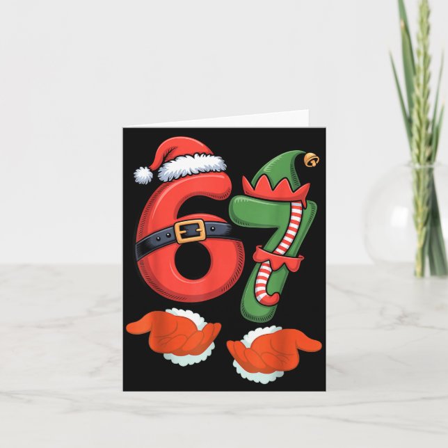 Carte Viral 67 Christmas 67 Meme Santa Elf - Six Seven S (Devant)