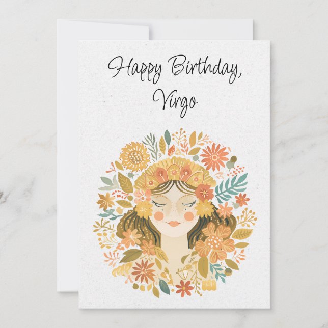 Carte Virgo Maiden Zodiac Boho Birthday Flat Card (Devant)