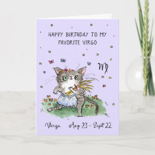 Carte Virgo mignonne Zodiac Chat Étoile signe horo